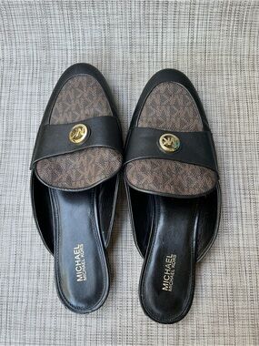 Michael Kors Leather Slide Mules Slip On Shoes
